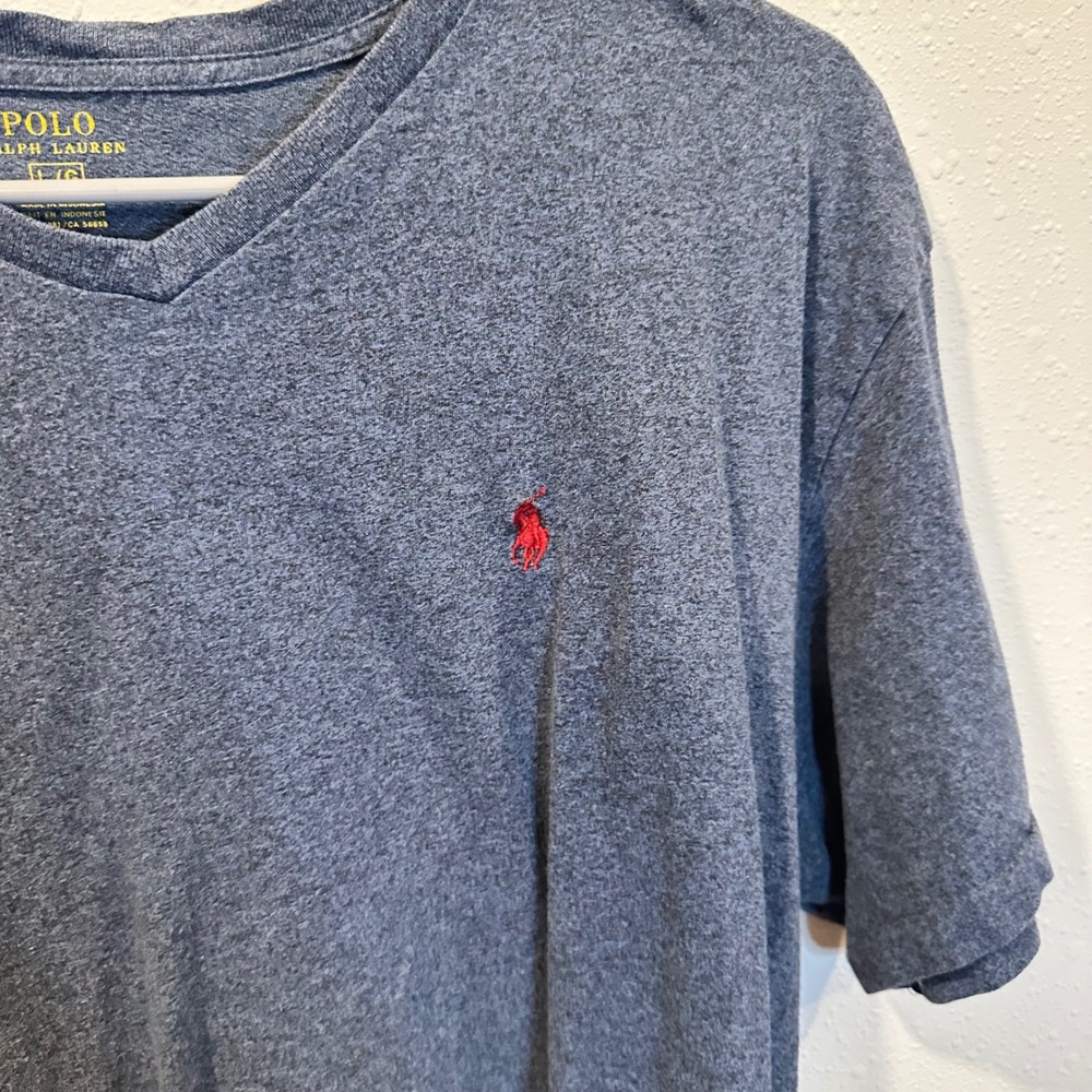 Lot of Polo Ralph Lauren T-Shirt Men Large Black Blue V-Neck Cotton Classic Logo - Picture 15 of 16